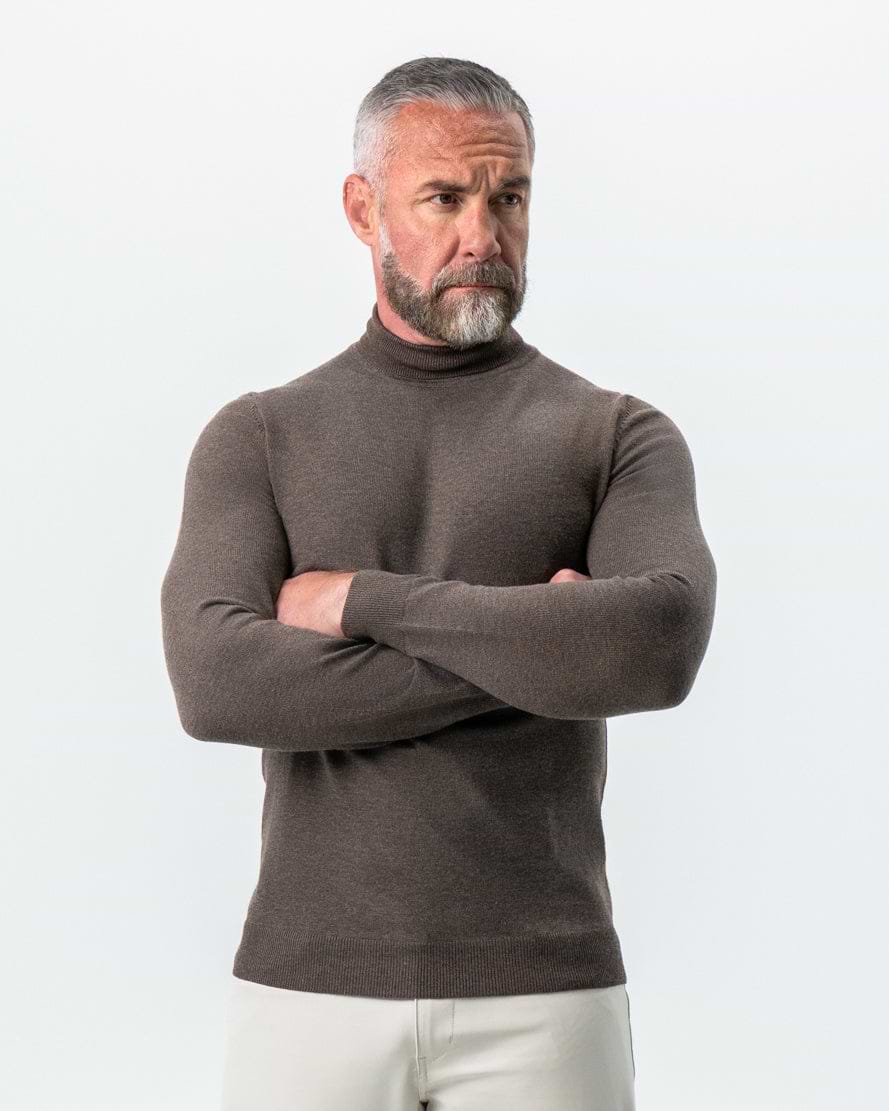 Mid-Weight Wool Turtleneck - Brown
