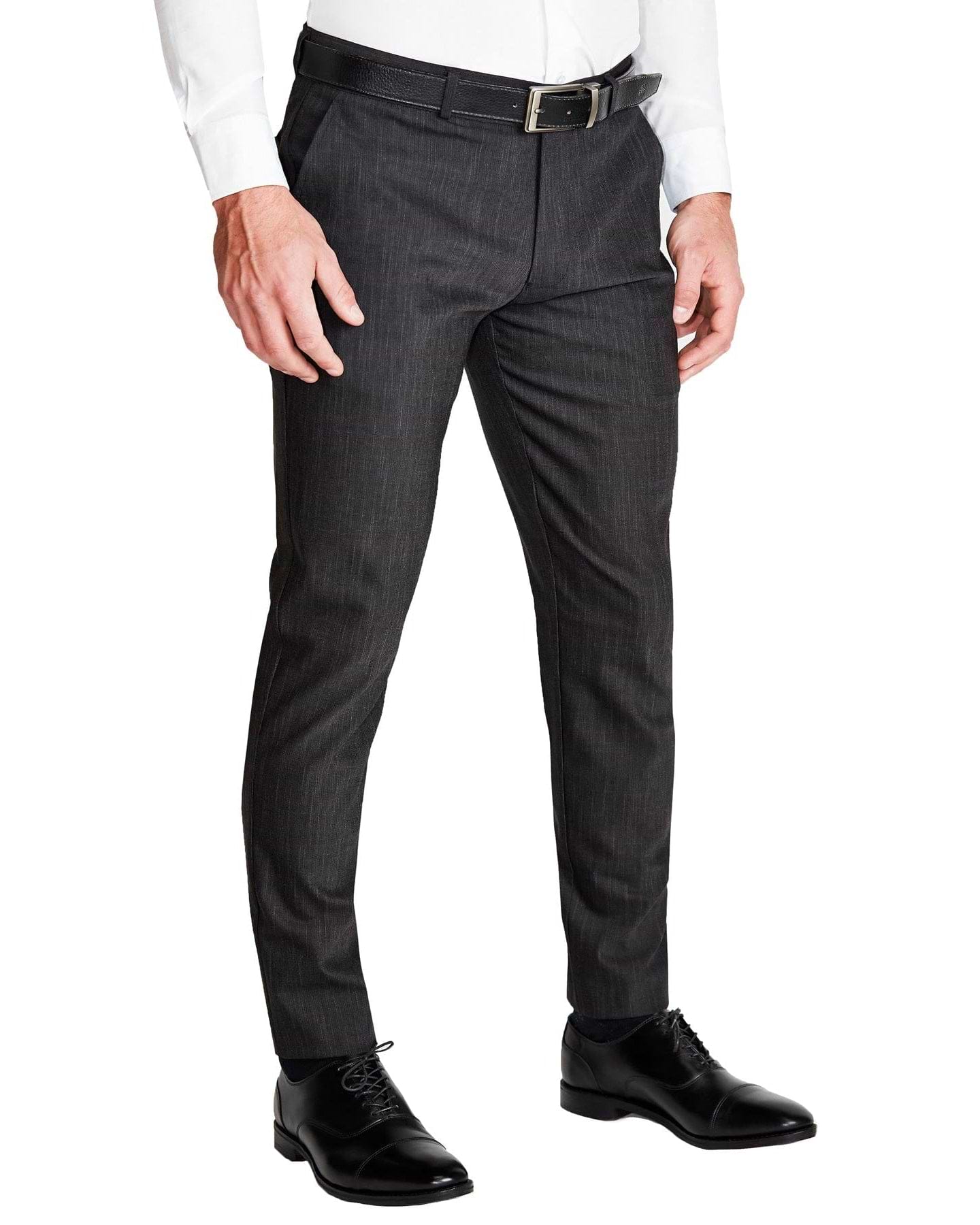 Athletic Fit Stretch Suit Pants - Heathered Charcoal