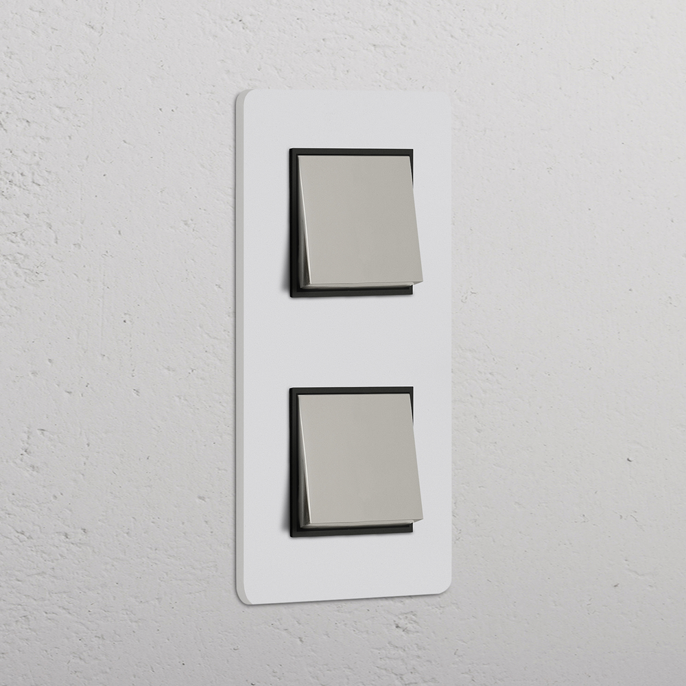 Grove Double 2x Vertical Rocker Switch – Paintable Polished Nickel | Black