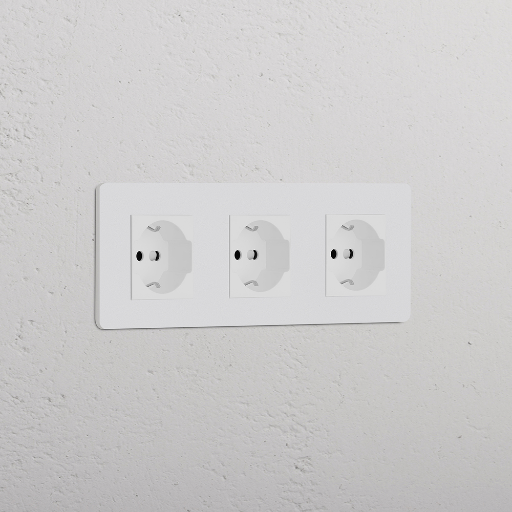 Grove Presa Schuko/Bipasso Tripla 3x – Pitturabile | Bianco