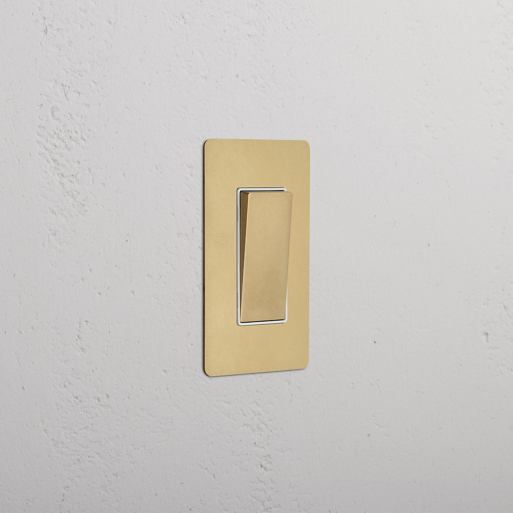 Kew 1G Retractive Rocker Switch - Antique Brass White
