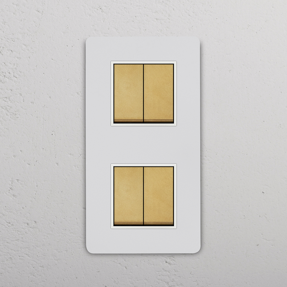 Grove Double 4x Vertical Rocker Switch – Paintable Antique Brass | White
