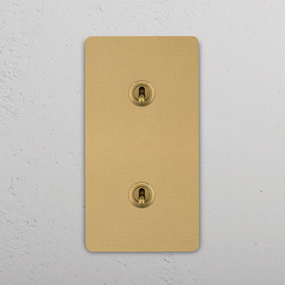 Grove Double 2x Vertical Toggle Switch - Antique Brass