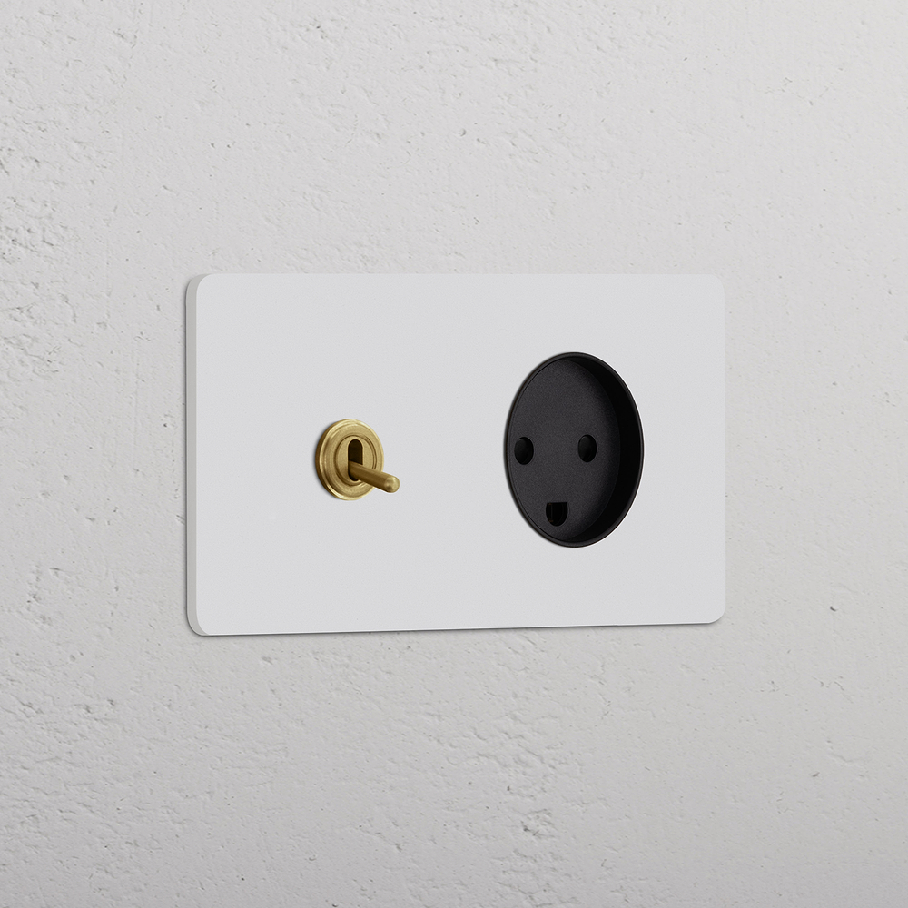 Grove Interruptor de palanca doble y enchufe danés tipo K – Latón antiguo y pintable | Negro