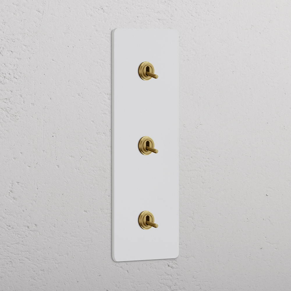 Grove Triple 3x Vertical Toggle Switch – Paintable Antique Brass