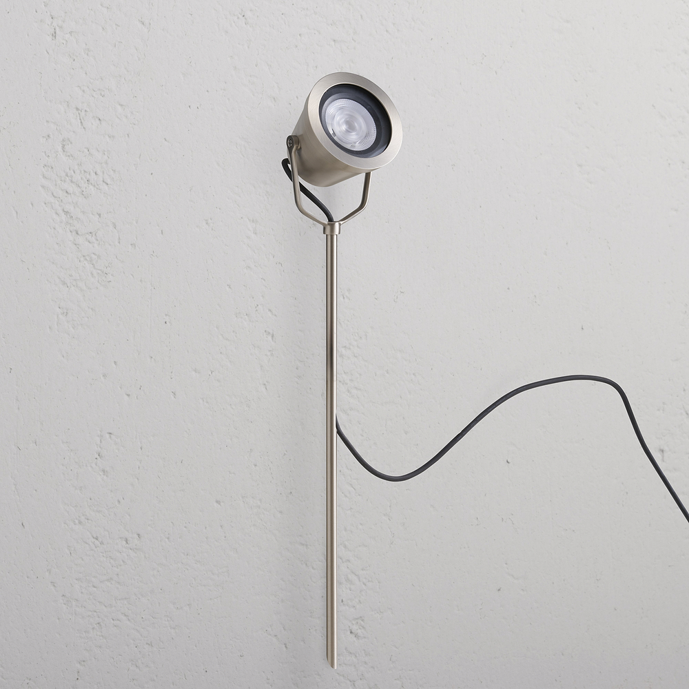 Cambridge Ground Floodlight – Satin Nickel