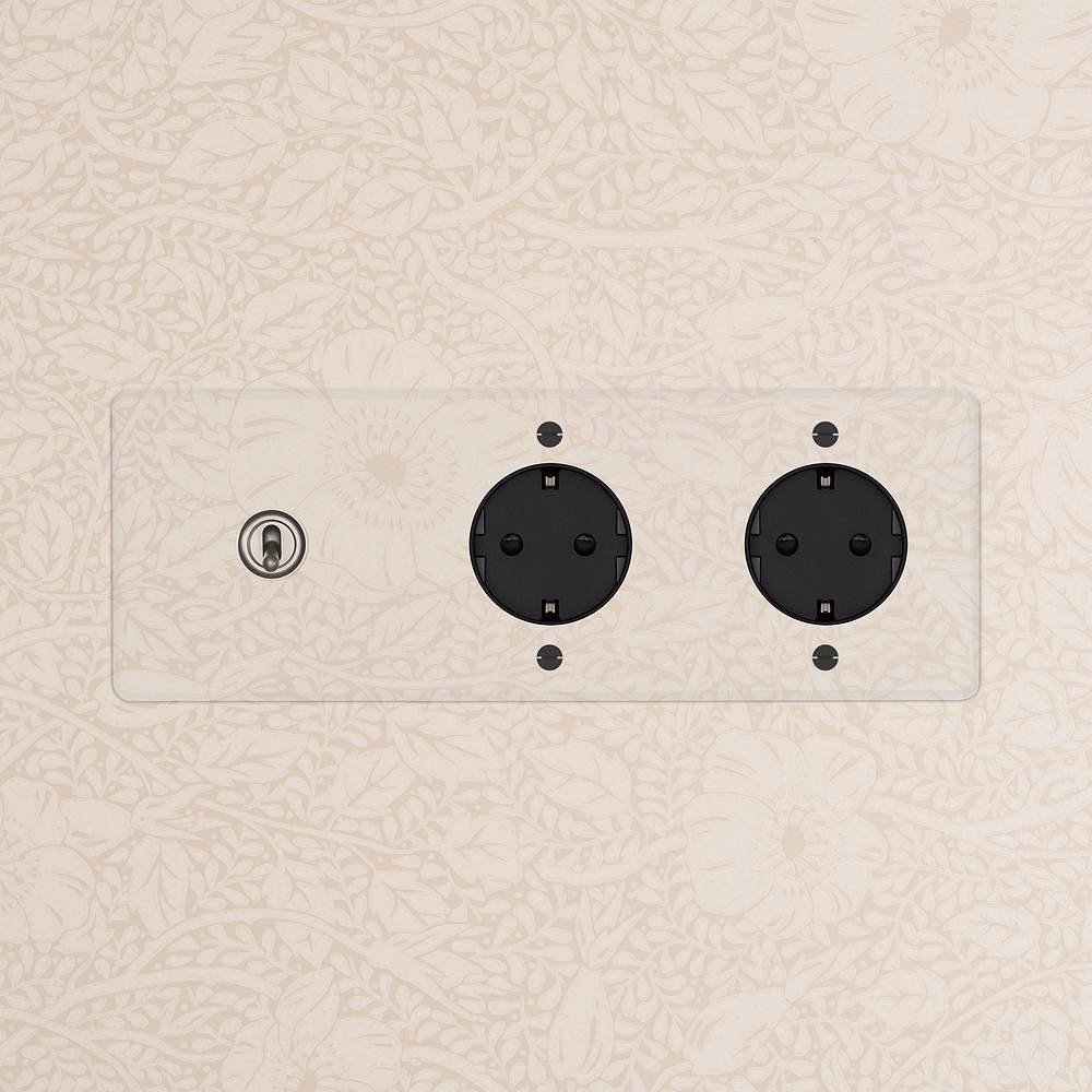 Kew Kipphebel 1x & SchuKo-Modul (Typ F) 2x in Dreifachrahmen – Transparent Satinnickel Nickel | Schwarz