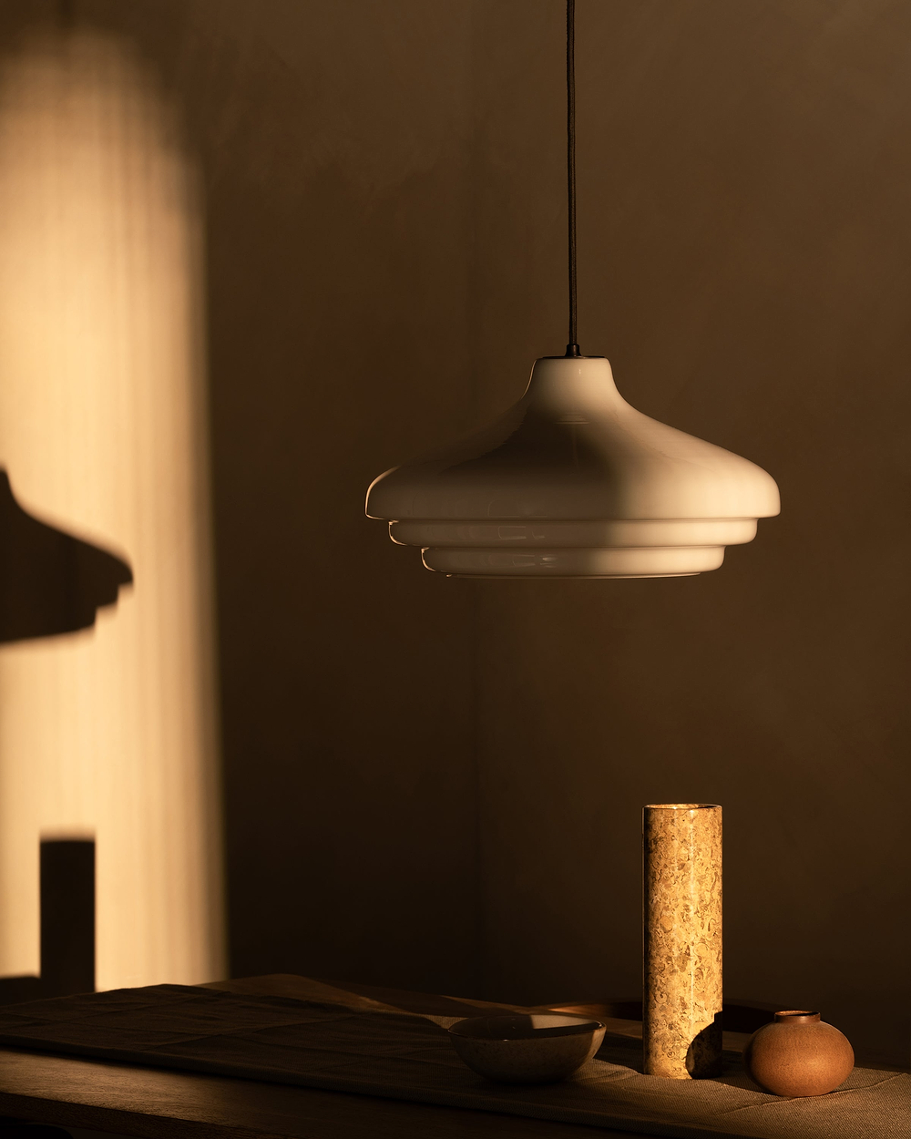 Brookfield Large Pendant Light Opal Glass - Bronze 