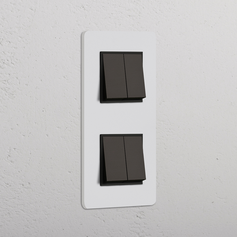 Grove Interruttore a Bilanciere Doppio Verticale 4x – Bronzo Pitturabile | Nero