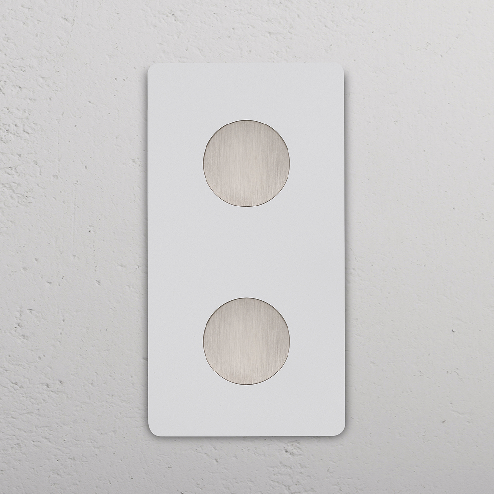 Grove Double 2x Vertical Multiway Dimmer Switch - Paintable Satin Nickel