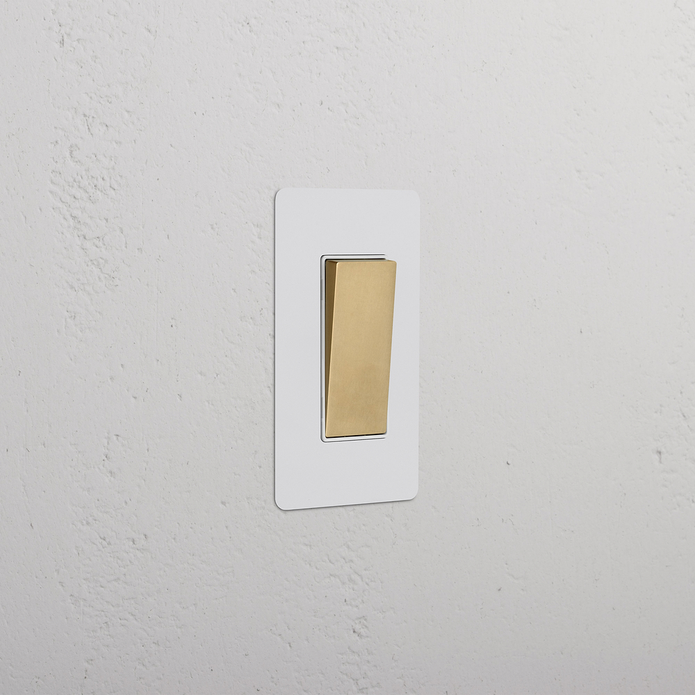 Kew 1G Retractive Rocker Switch - Paintable Antique Brass White