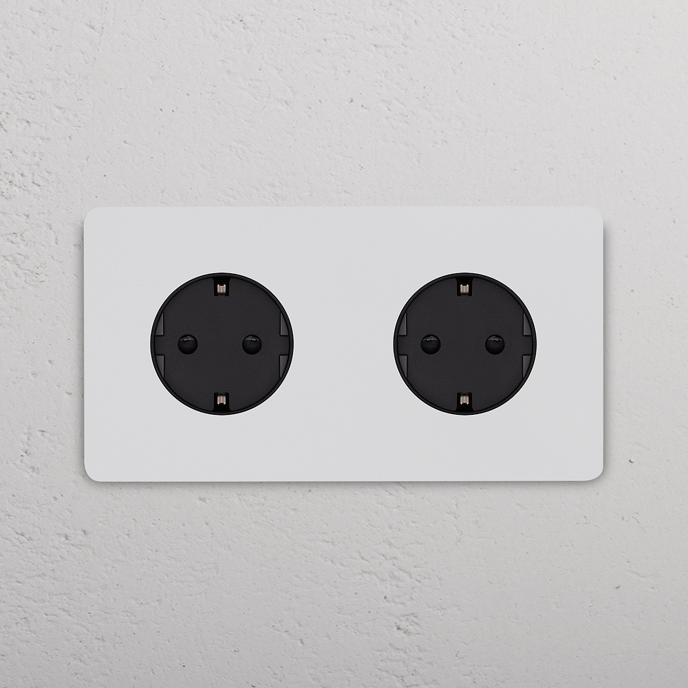 Grove Double 2x Schuko Type F Socket – Paintable Black