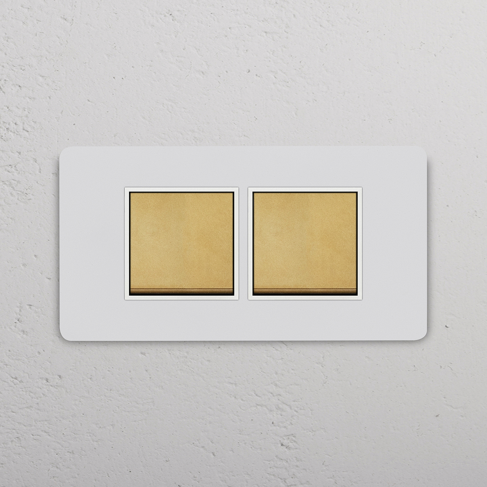 Grove Interruttore a bilanciere 2x a 4 moduli – Ottone Antico Pitturabile | Bianco
