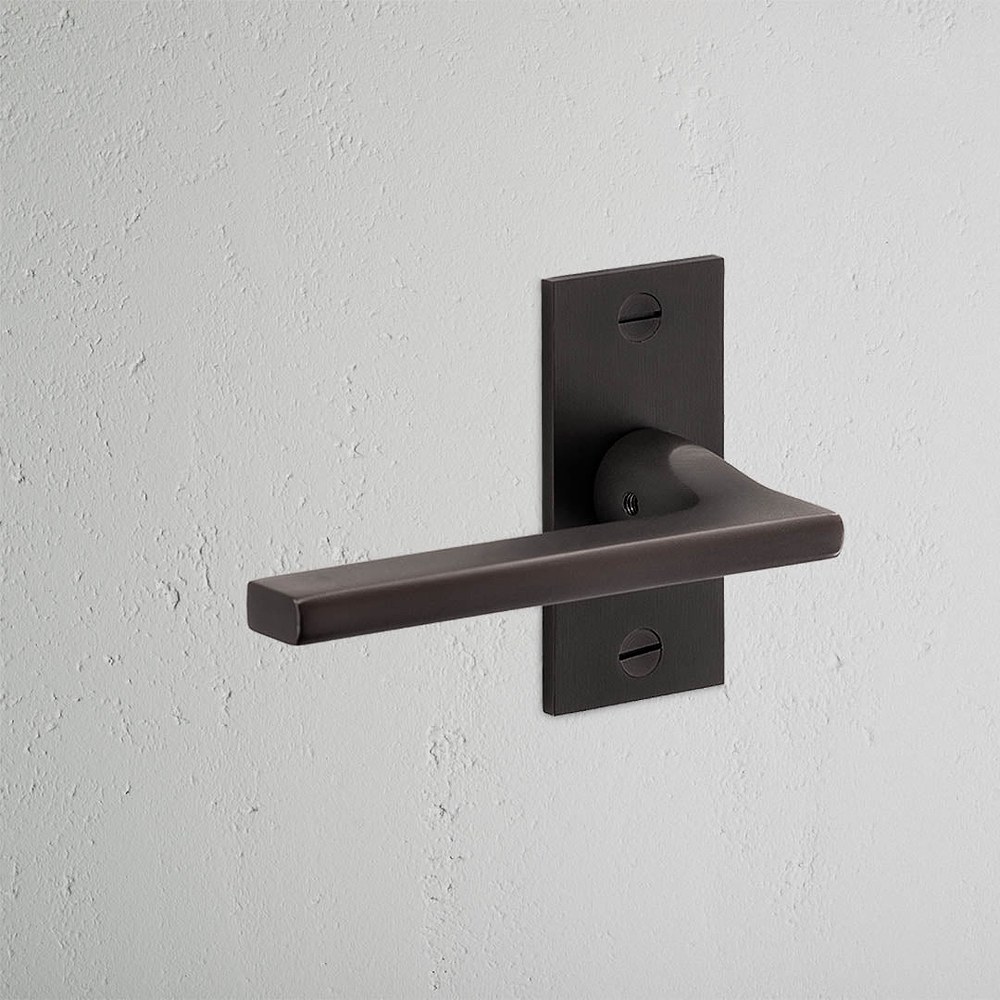 Clayton Short Plate Sprung Door Handle - Bronze