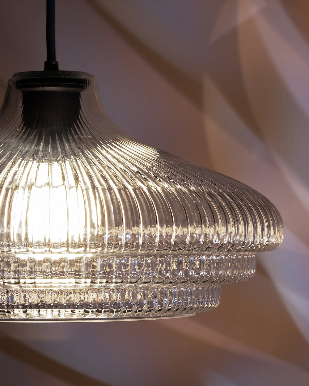 Brookfield Large Pendant Light Fluted Glass - Bronze