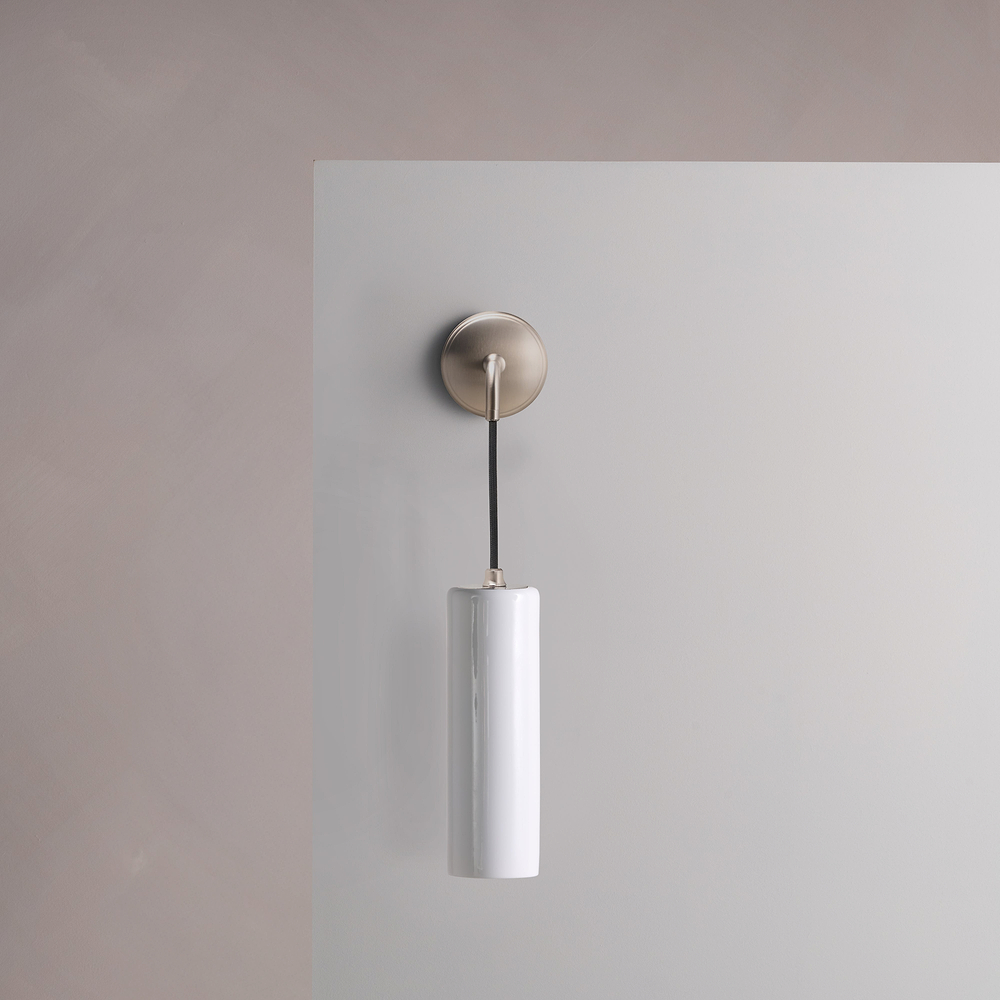 Claremont Small Hanging Wall Light Fine Porcelain – Satin Nickel