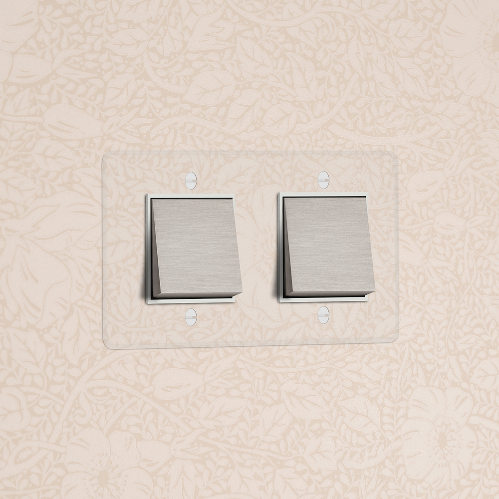 Kew Wippschalter 2x in Zweifachrahmen – Transparent Satinnickel | Weiß