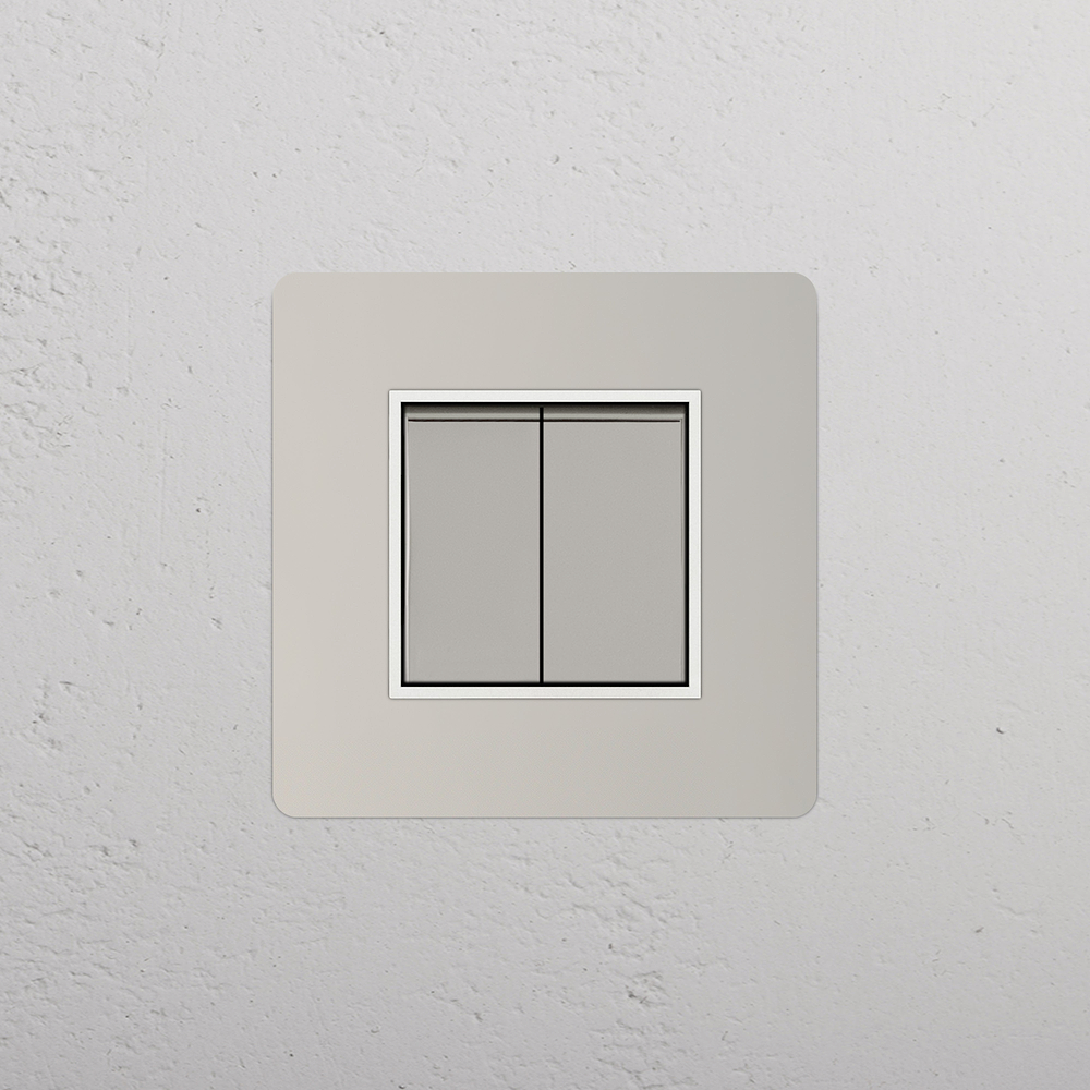 Kew Single 2x Retractive Rocker Switch - Polished Nickel White
