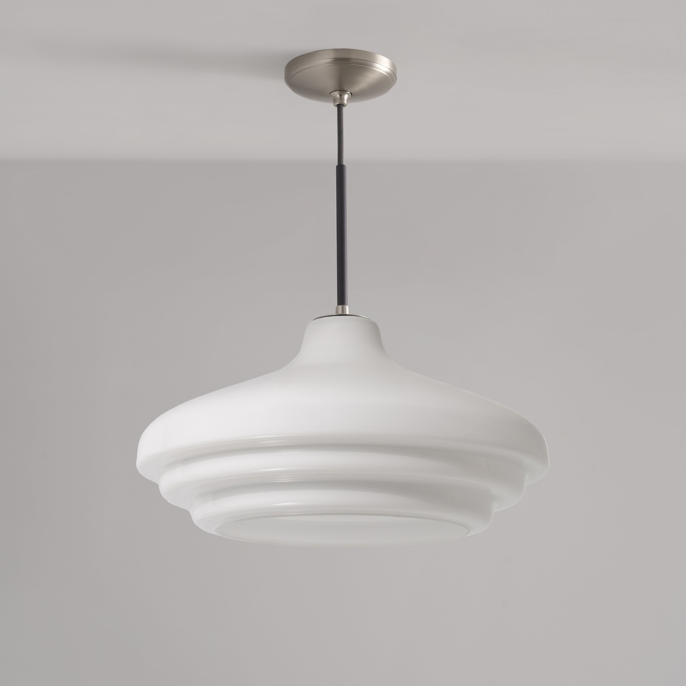 Brookfield Large Pendant Light Opal Glass – Satin Nickel