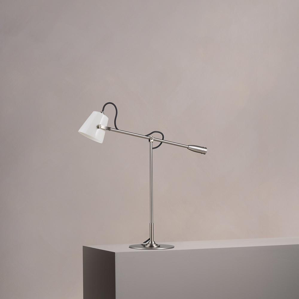 Richmond Desk Task Lamp Fine Porcelain- Satin Nickel