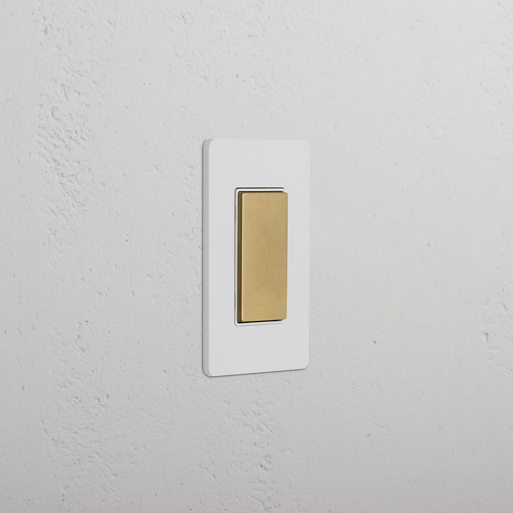 Grove 1G Center Retractive Rocker Switch – Paintable Antique Brass | White