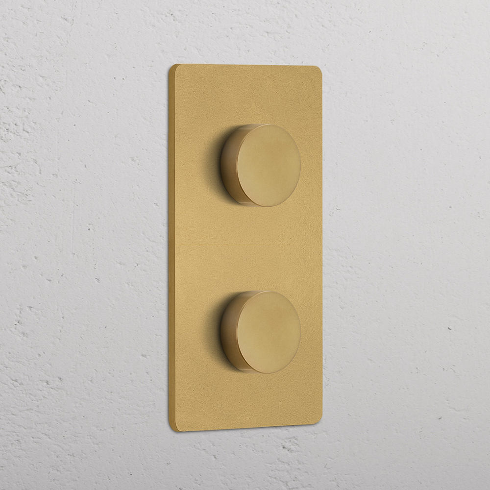 Grove Double 2x Vertical Multiway Dimmer Switch - Antique Brass