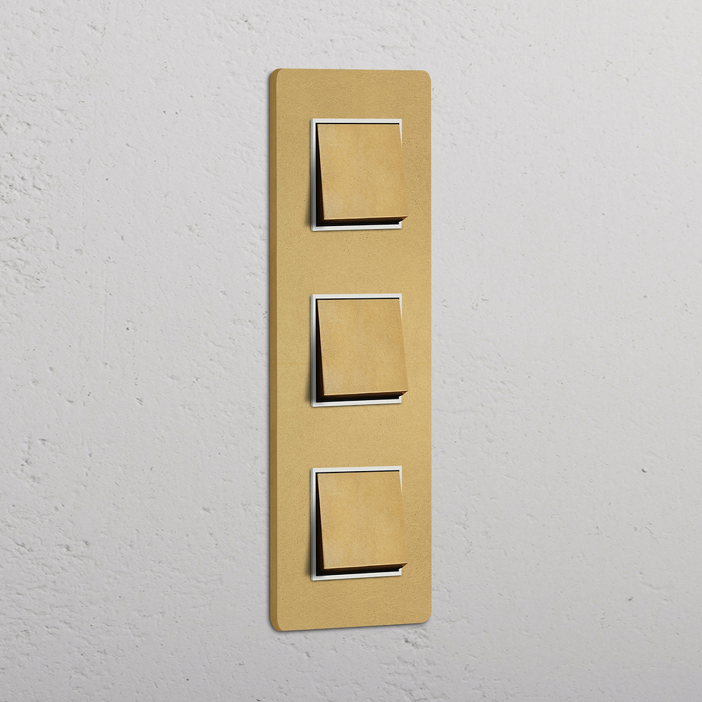Grove Triple 3x Vertical Rocker Switch - Antique Brass | White