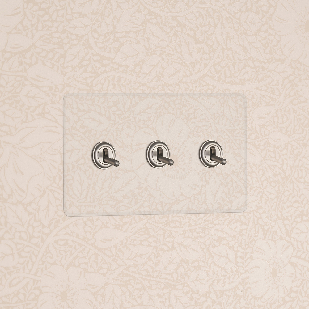 Double 3x Toggle Switch - Clear Satin Nickel