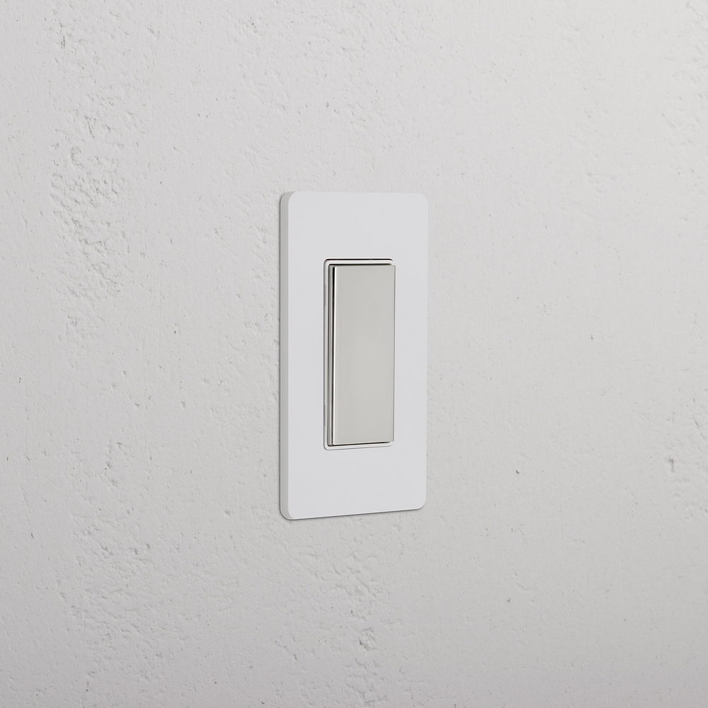 Grove 1G Center Retractive Rocker Switch – Paintable Polished Nickel | White
