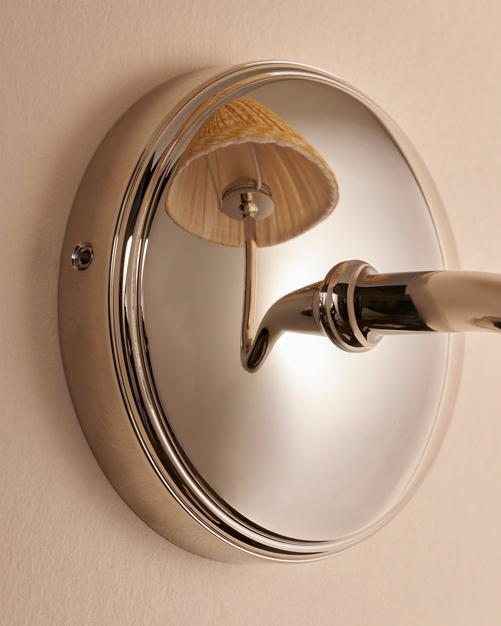 Malvern Medium Wall Light Pleated Flaxen Yellow – Polished Nickel