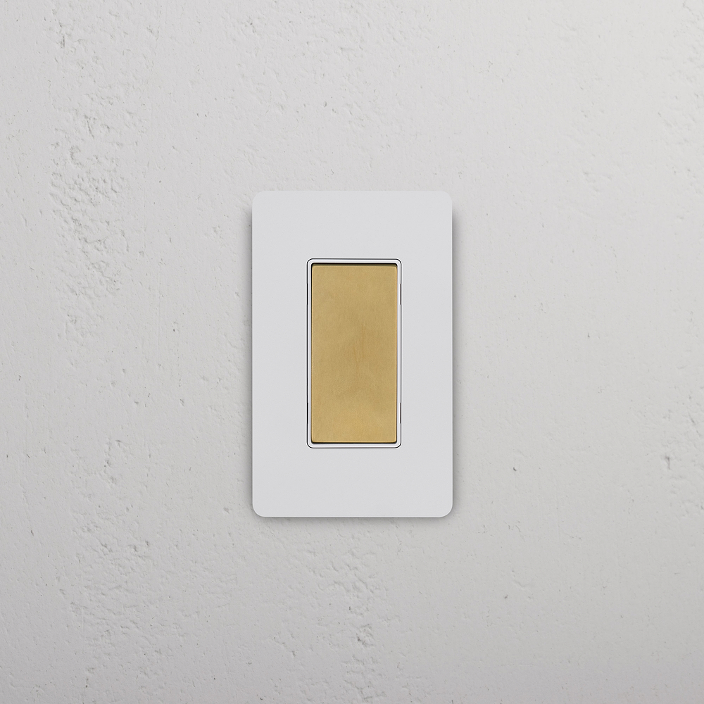 Grove 1G Center Retractive Rocker Switch – Paintable Antique Brass | White