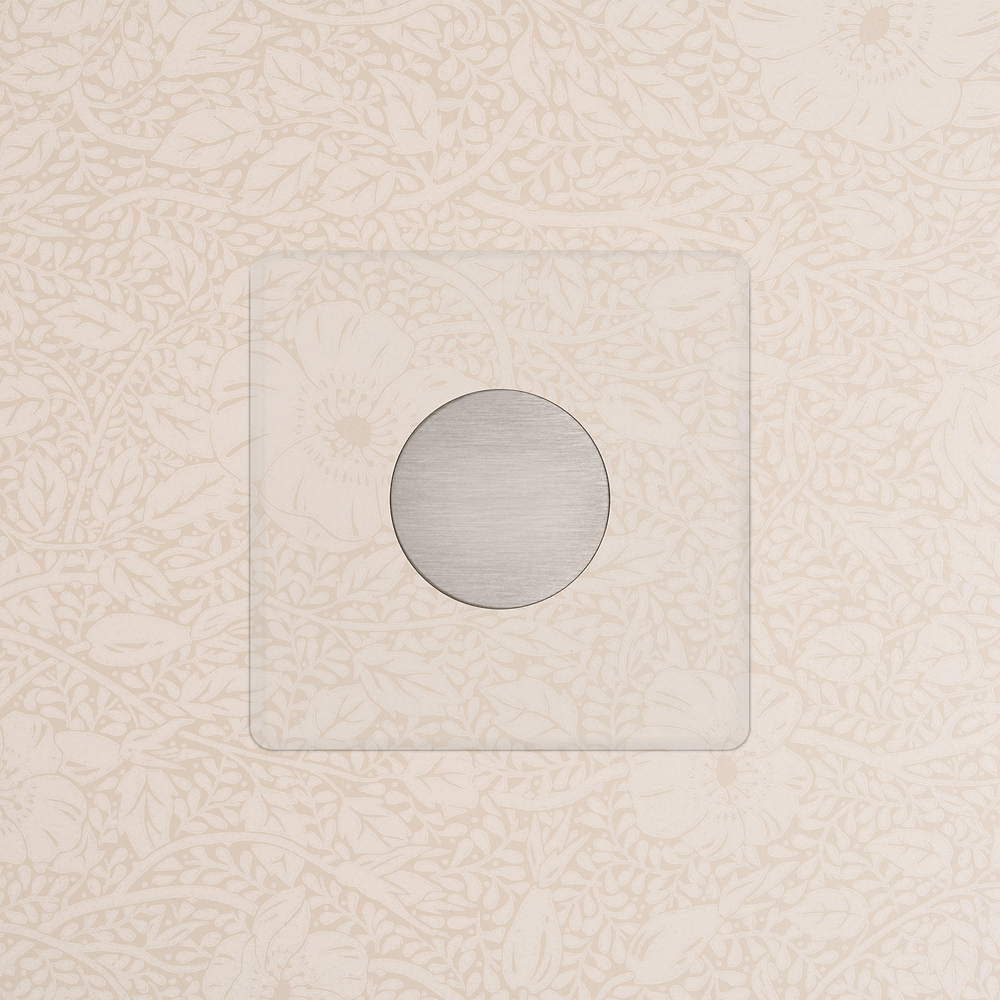 Kew Drehdimmschalter 1x in Einfachrahmen – Transparent + Satinnickel