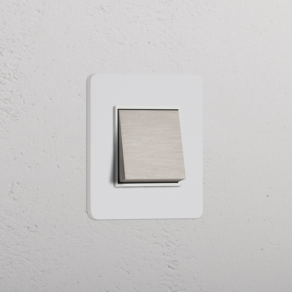 Grove Single Rocker Switch - Paintable Satin Nickel White