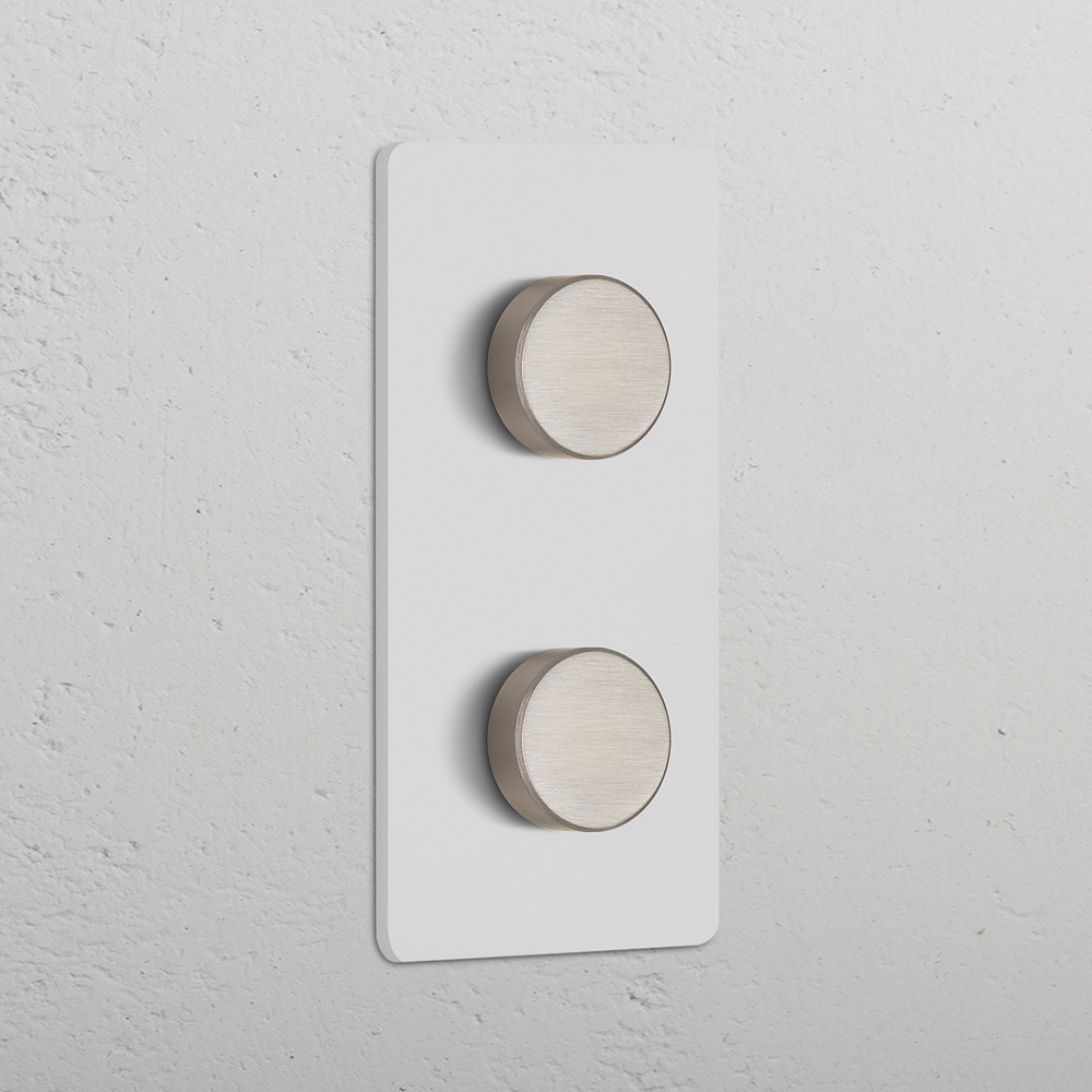 Grove Variateur Vertical x2 (Plaque Double) – Nickel Satiné à Peindre