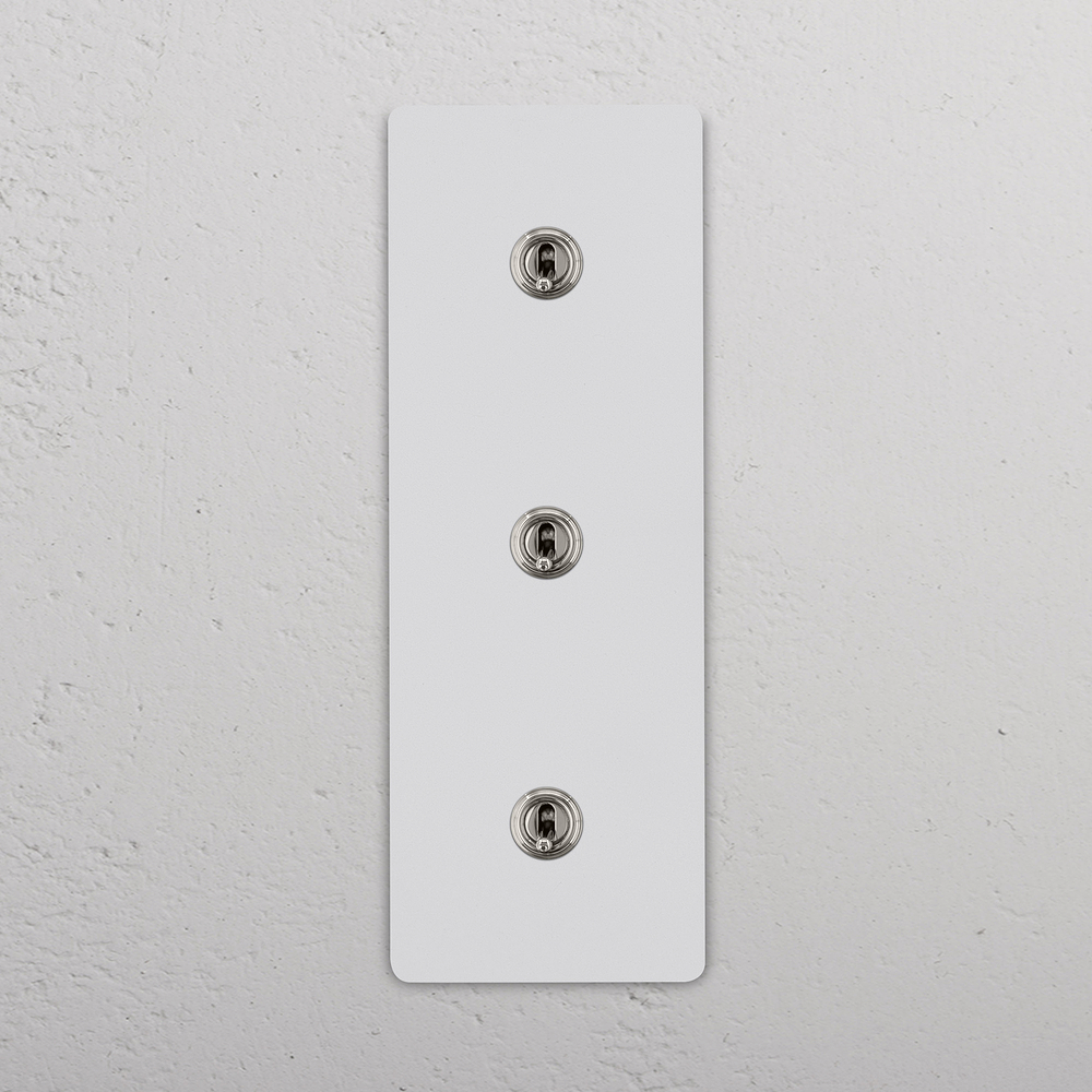 Grove Triple 3x Vertical Toggle Switch – Paintable Polished Nickel
