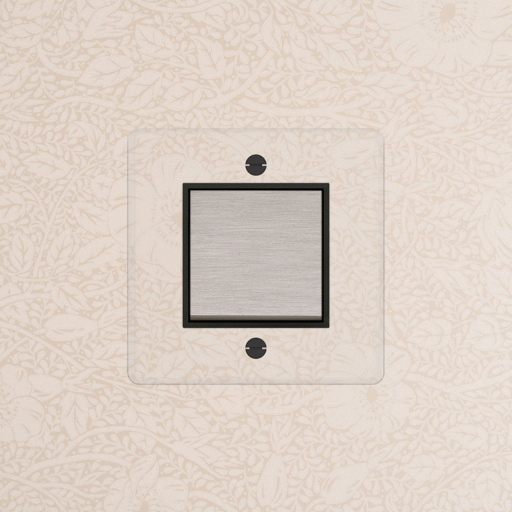 Single Rocker Switch - Clear Satin Nickel Black