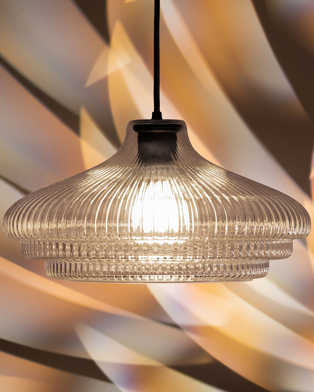 Brookfield Large Pendant Light Fluted Glass - Bronze