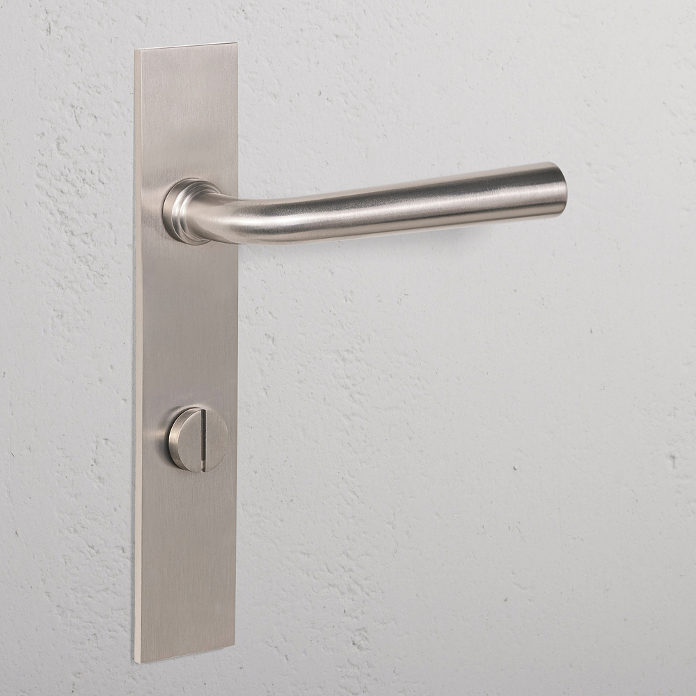 Apsley Long Plate Sprung Door Handle & Thumbturn – Satin Nickel