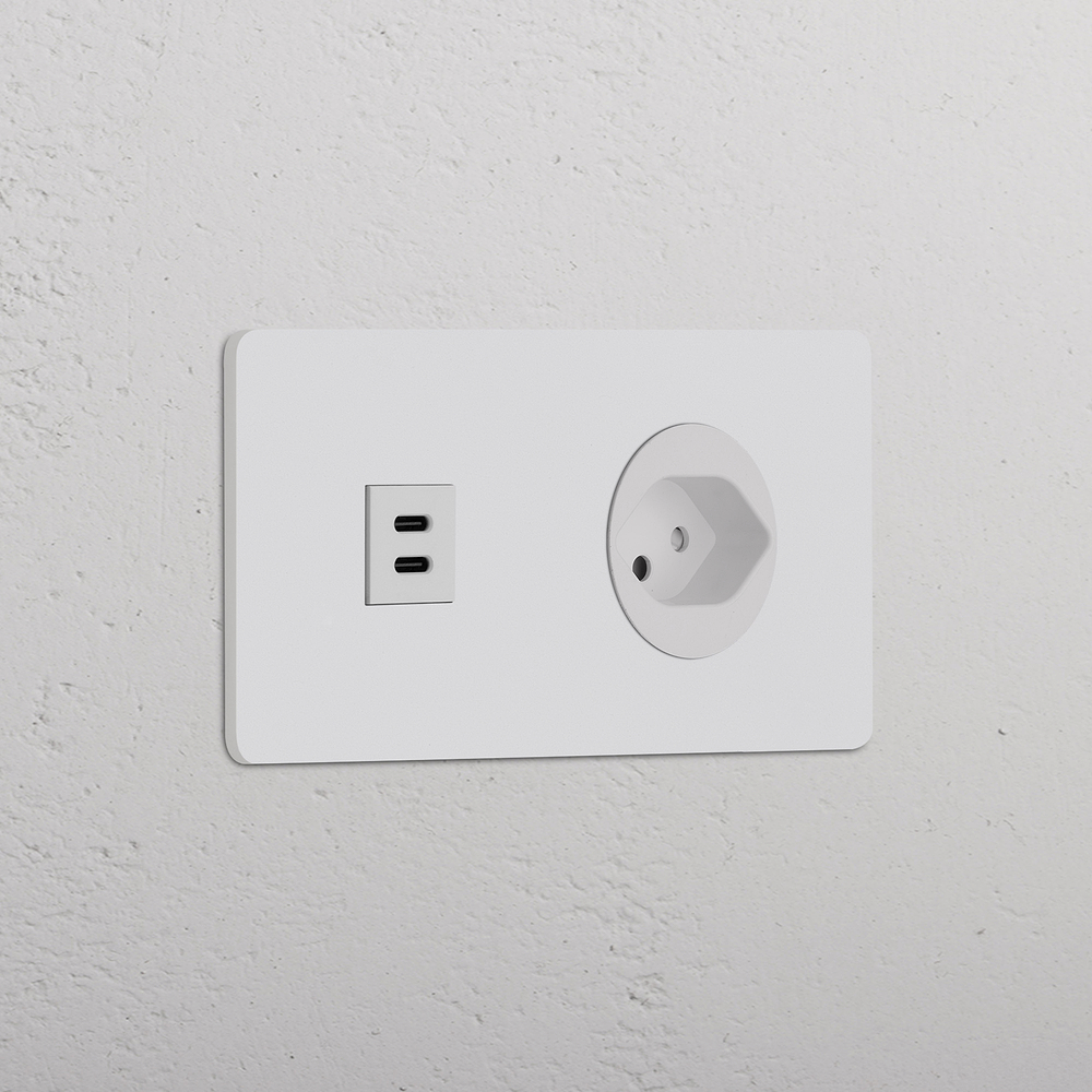 Grove Presa USB-C 30W & Svizzera Tipo J Doppia – Pitturabile | Bianco
