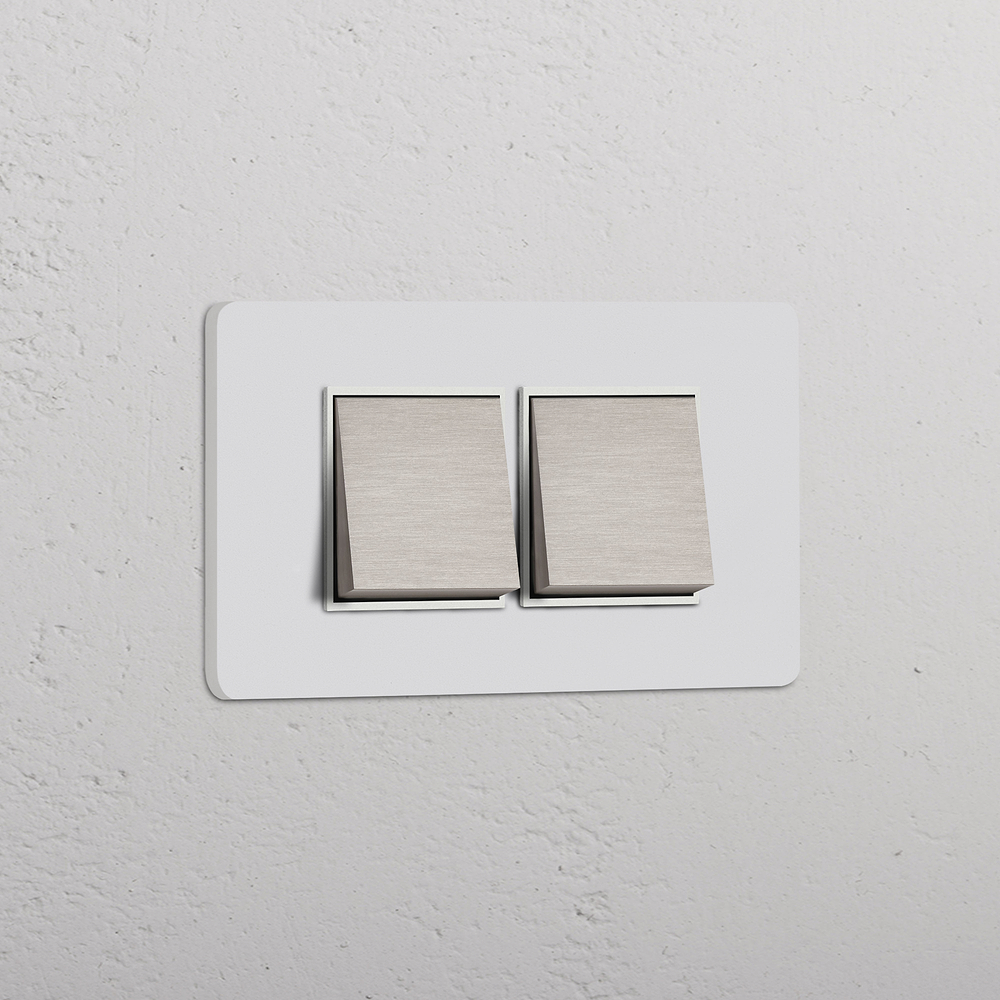 IT Grove 4-Module 2x Rocker Switch - Paintable Satin Nickel White