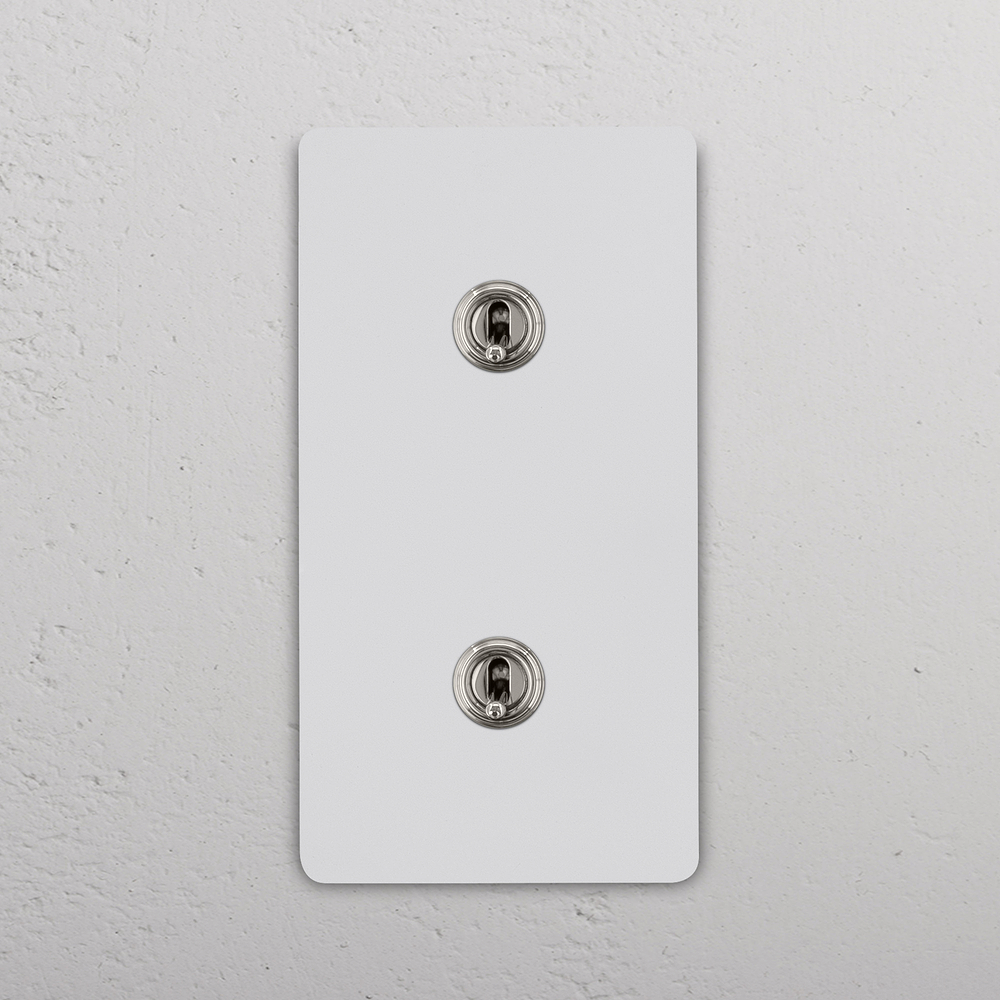 Grove Double 2x Vertical Toggle Switch – Paintable Polished Nickel
