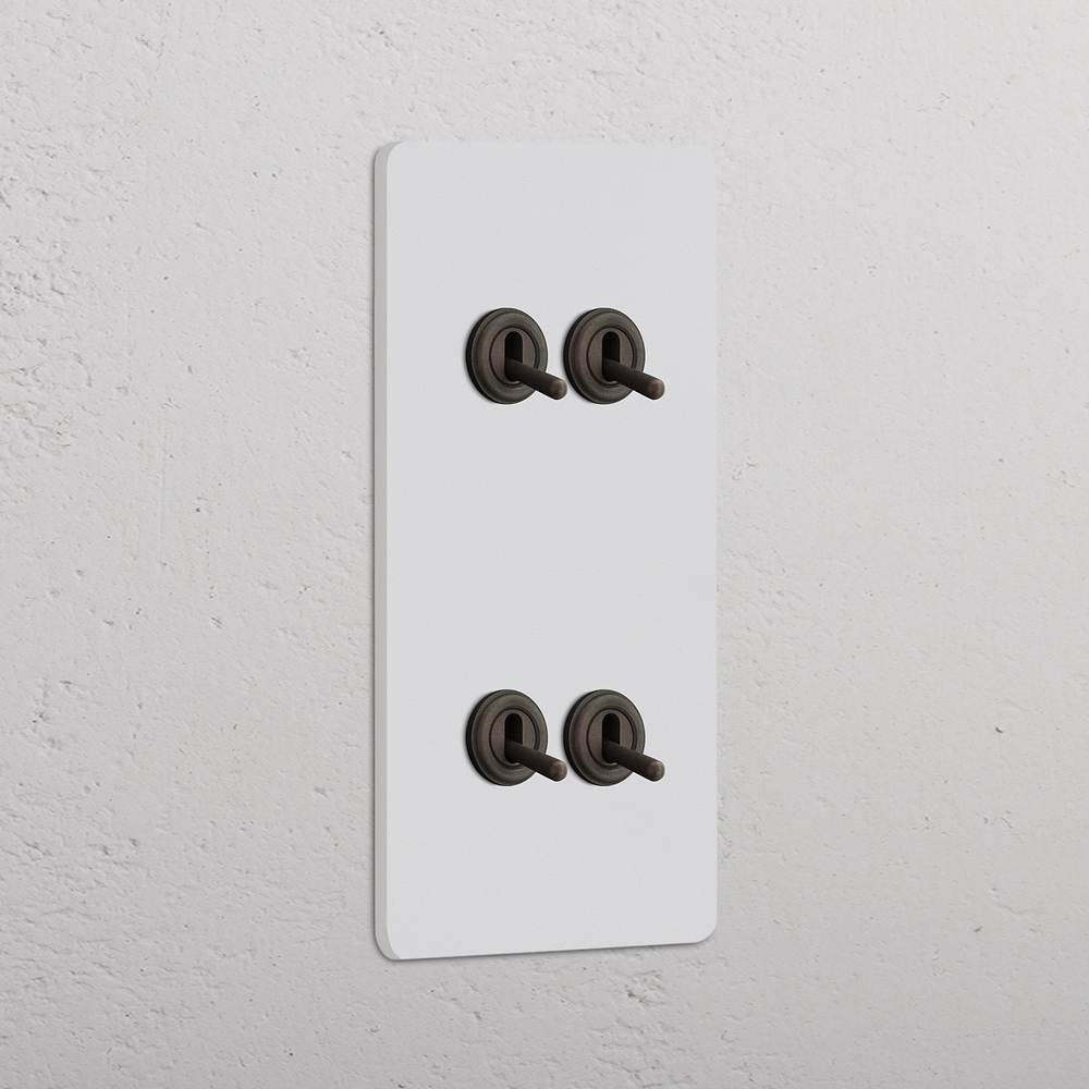 Grove Interrupteur Vertical à Levier x4 (Plaque Double) – Bronze à Peindre