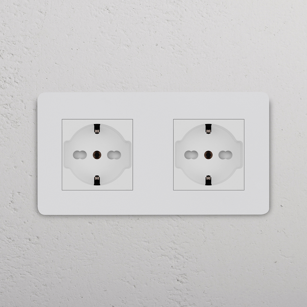 Grove Presa Schuko/Bipasso Doppia 2x – Pitturabile | Bianco