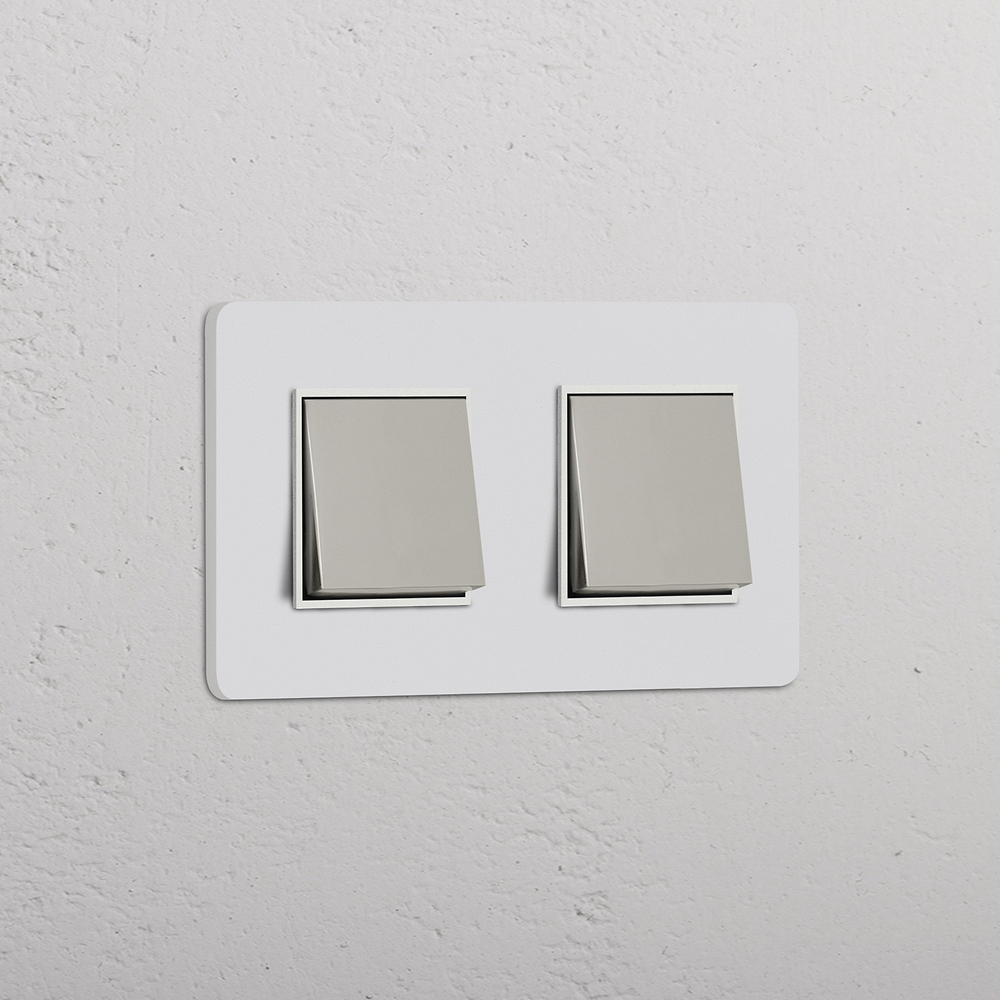 Grove Double 2x Rocker Switch – Paintable Polished Nickel | White