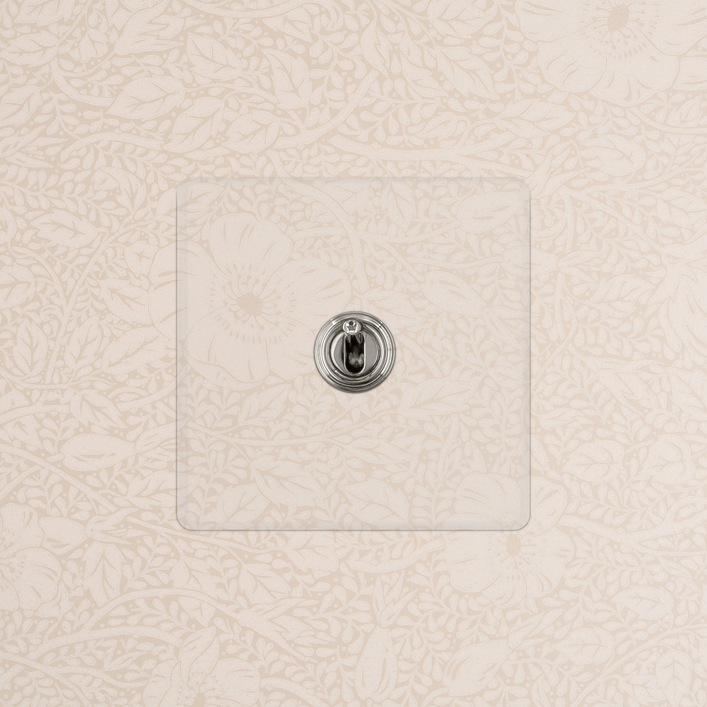 Kew Bouton Poussoir à Levier (Plaque Simple) – Nickel Poli à Transparence