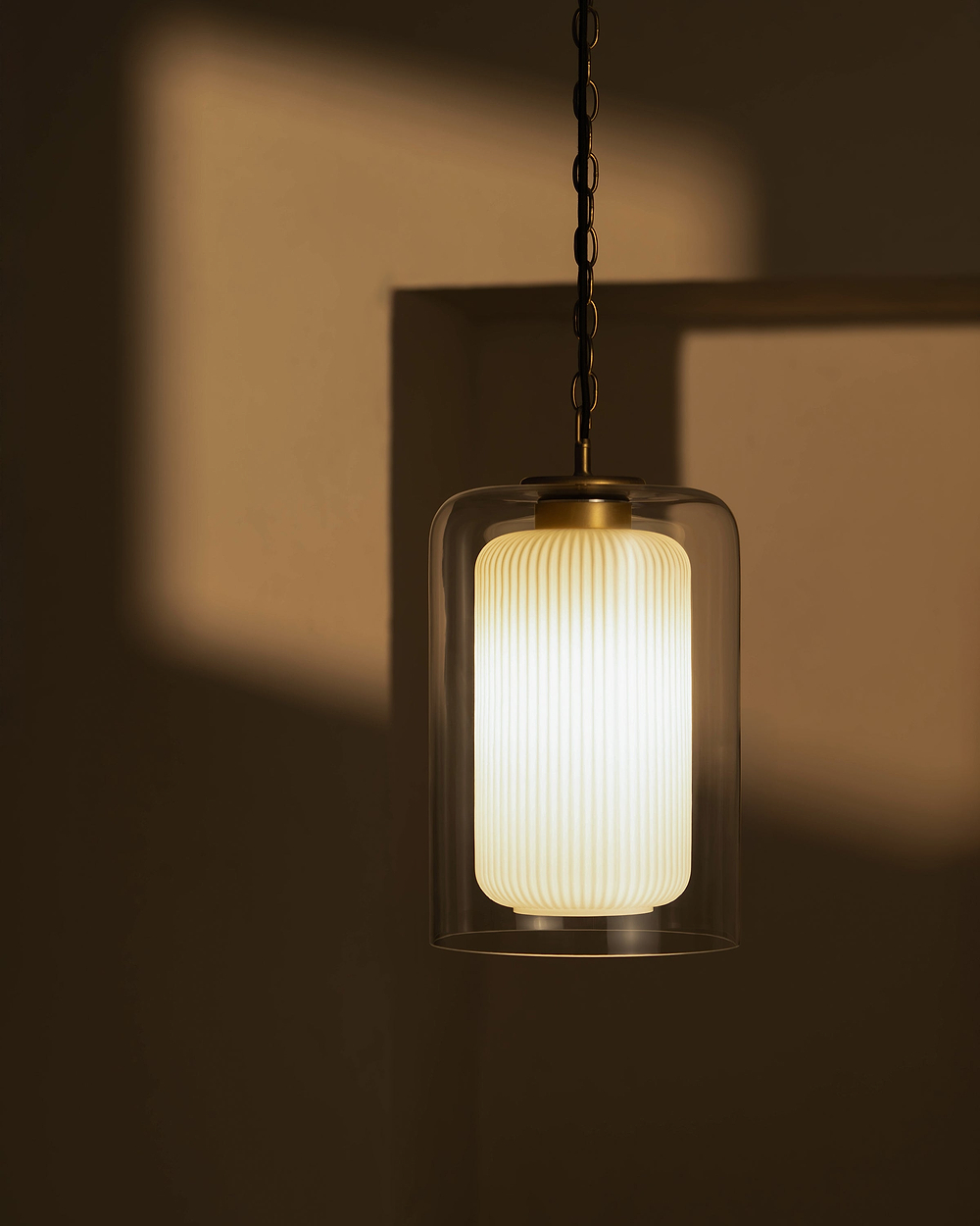 Windsor Medium Pendant Light Opal Glass - Antique Brass