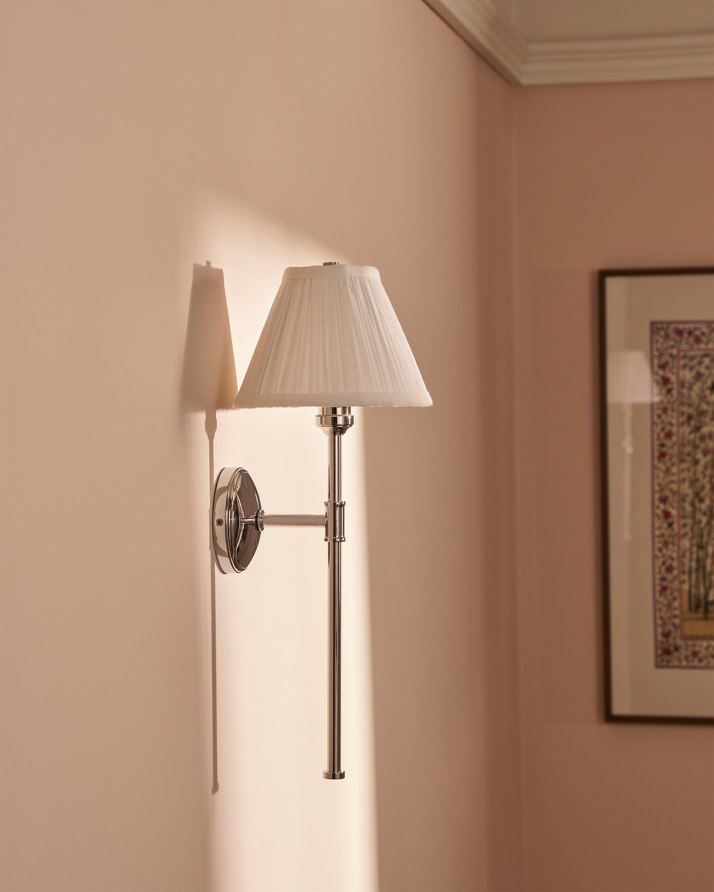 Cotswold Wall Light Pleated Alabaster White – Polished Nickel