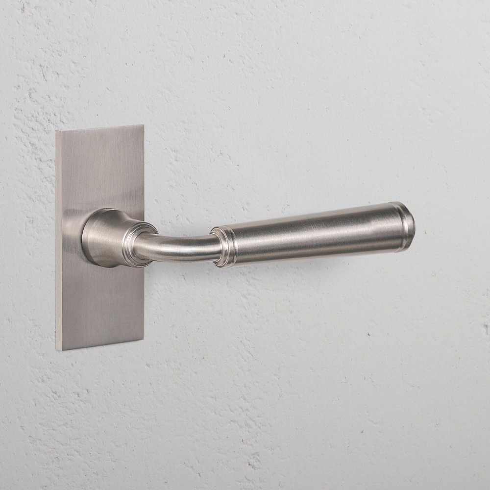 Digby Short Plate Sprung Door Handle – Satin Nickel