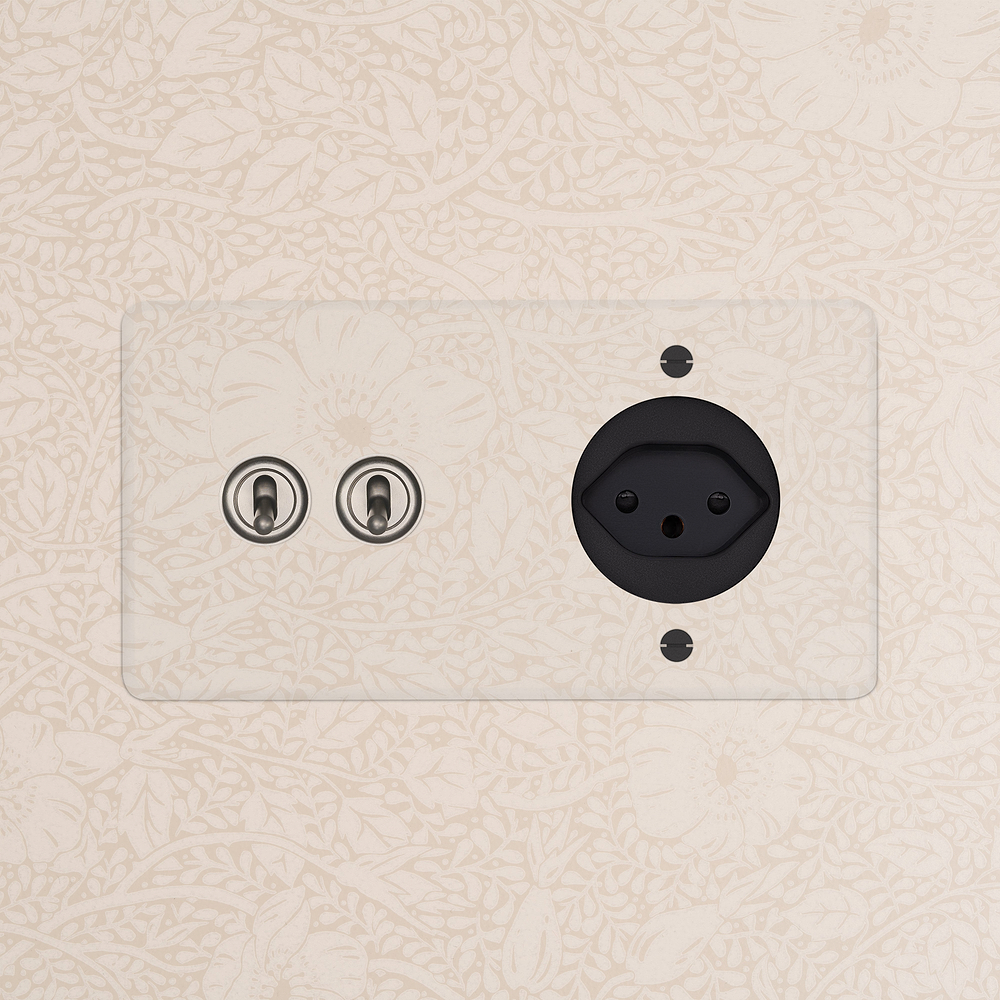 Double 2x Toggle & Swiss Module Round - Clear Satin Nickel Black