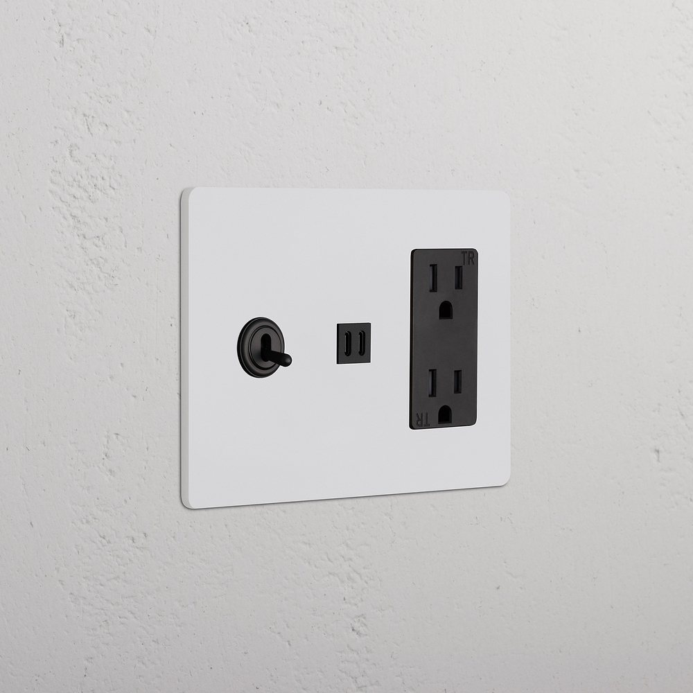 Grove 3G Toggle Switch & Outlet & Fast Charge USB – Paintable Bronze | Black